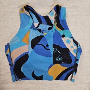 Janji Long Bra Crop Top in Tidal Azure